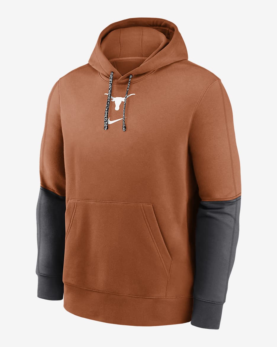 Sudadera con gorro sin cierre universitaria Nike para hombre Texas Longhorns Team Issue Club. Nike